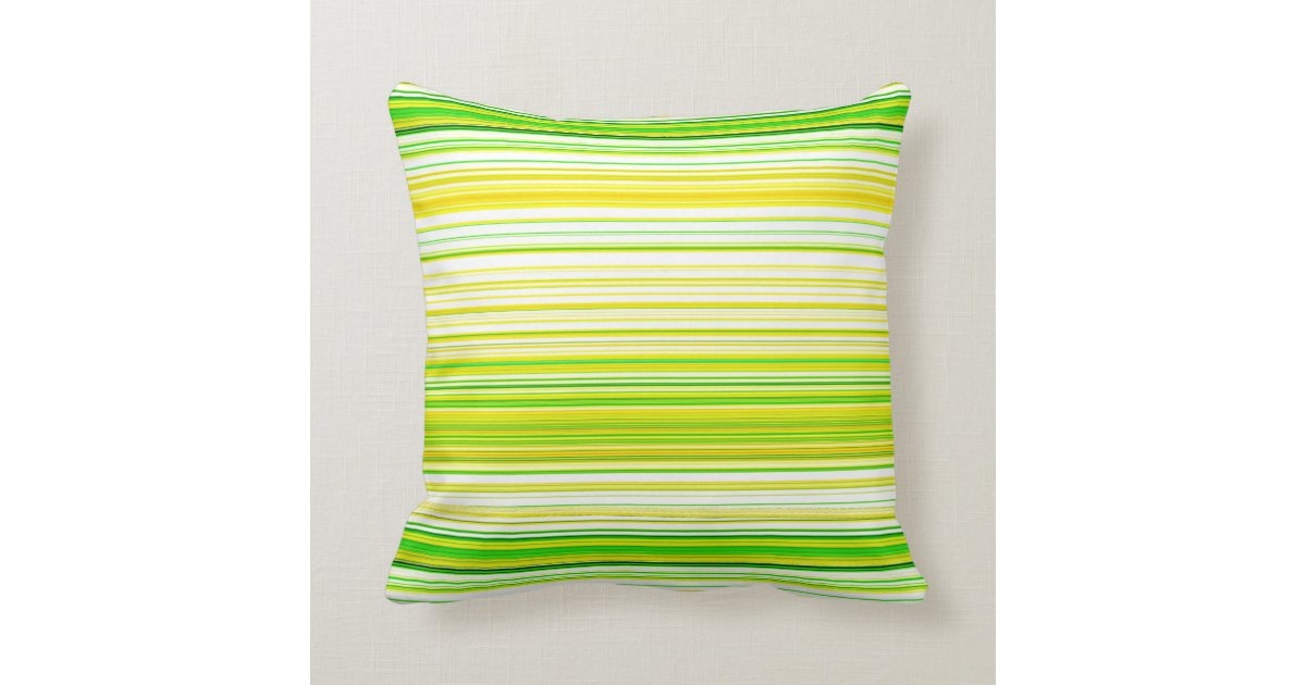 Lime Green Yellow Striped Pattern Throw Pillow