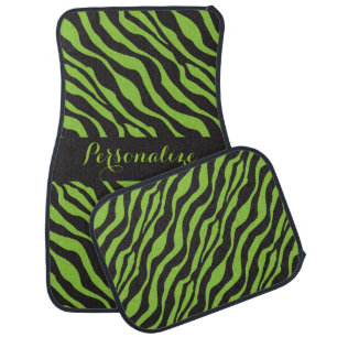 Lime Green Zebra Animal Stripe   Personalize Car Mat