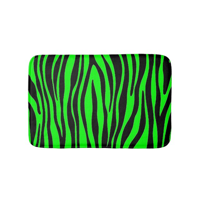 Lime Green Zebra Bath Mat (Front)