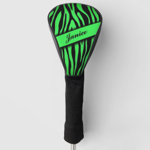 Lime Green Zebra Golf Head Cover