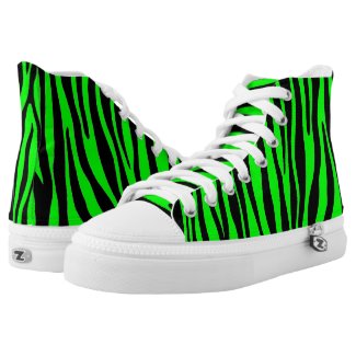 Lime Green Zebra High-Top Sneakers