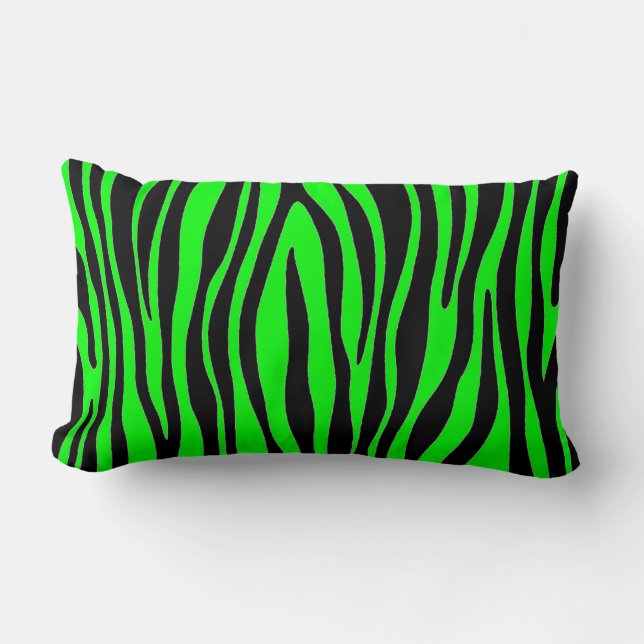 Lime Green Zebra Lumbar Pillow (Front)