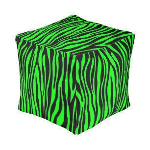 Lime Green Zebra Pouf