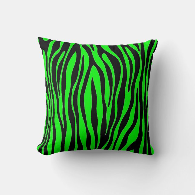 Lime Green Zebra Throw Pillow (Front)