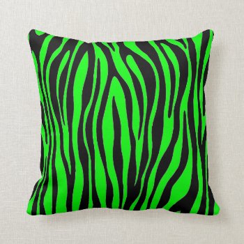 Lime Green Zebra Throw Pillow