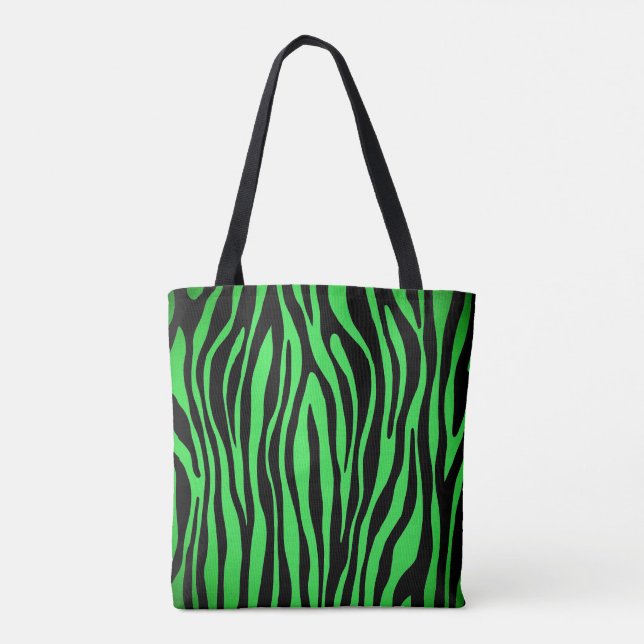 Lime Green Zebra Tote Bag (Back)