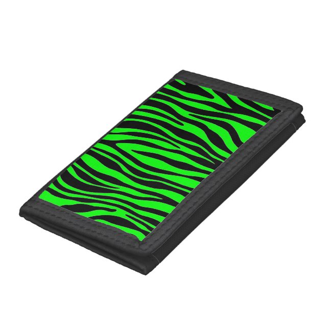 Lime Green Zebra Tri-fold Wallet (Bottom)