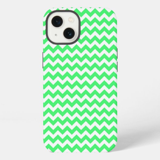 Lime Green Zig Zag Chevron Iphone Case (Back)