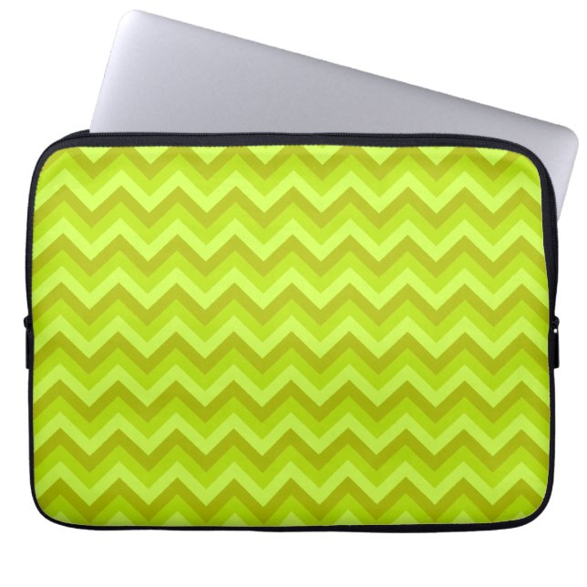 Lime Green Zig Zag Pattern. Laptop Sleeve (Front)