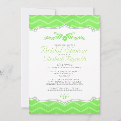 Lime Green Zigzag Bridal Shower Invitations