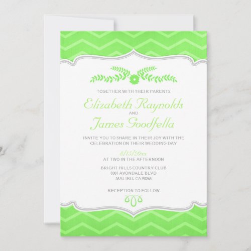 Lime Green Zigzag Wedding Invitations