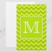 Lime Green Zigzags with Custom Monogram. (Front/Back)