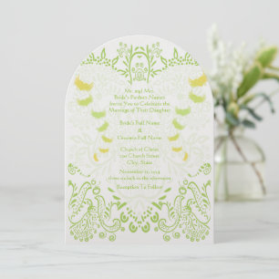 Lime GreenWhimsical Bird Wedding Invitations