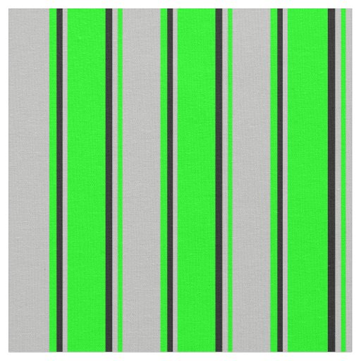 Lime, Grey & Black Stripes Fabric