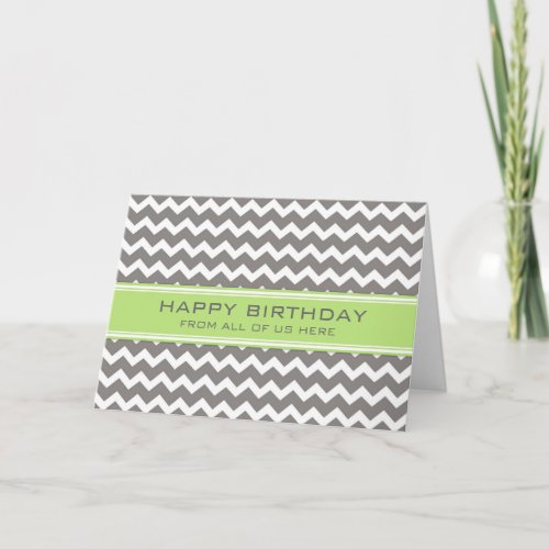Lime Grey Chevron Business From Group Birthday Card