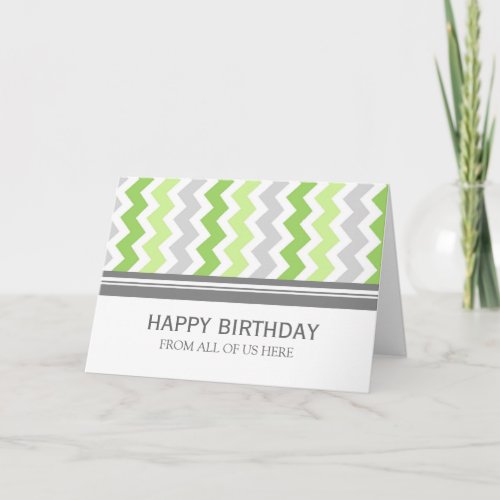 Lime Grey Chevron Business From Group Birthday Card