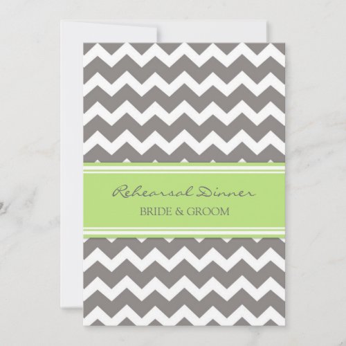Lime Grey Chevron Rehearsal Dinner Party Cards