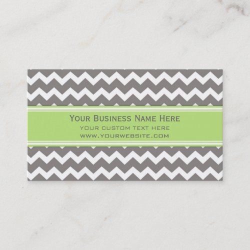 Lime Grey Chevron Retro Business Cards