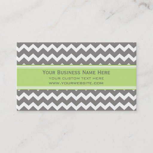 Customizable Lime Grey Chevron Retro Business Cards