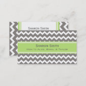 Lime Grey Chevron Retro Mom Calling Cards (Front/Back)