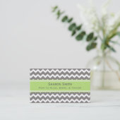 Lime Grey Chevron Retro Mom Calling Cards (Standing Front)