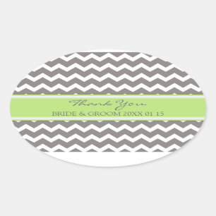 Lime Grey Chevron Thank You Wedding Favor Tags