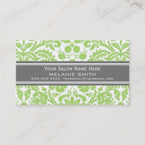 Lime Grey Damask Salon Appointment Cards Business Cards