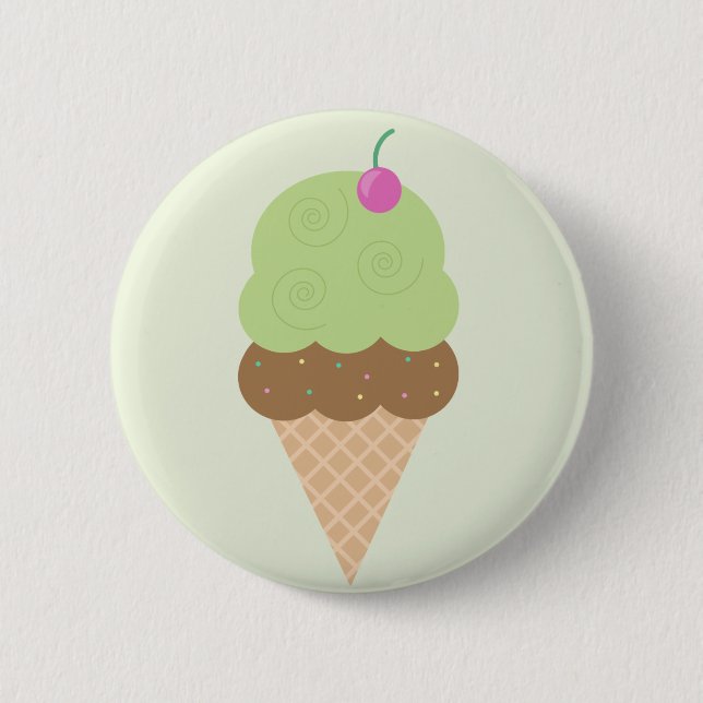 Lime Ice Cream Cone Button (Front)