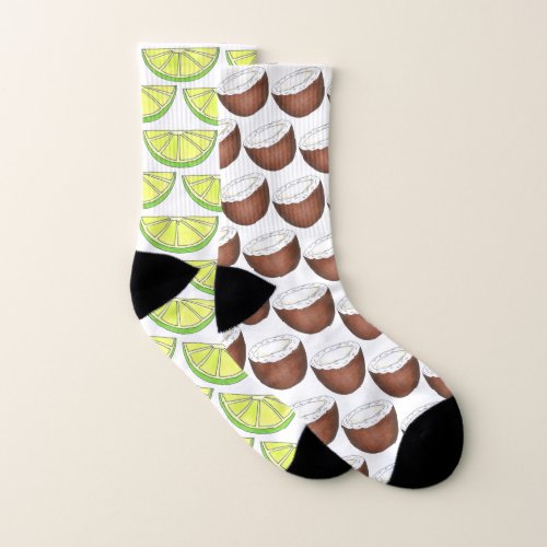 Lime in the Coconut Green Citrus Fruit Tropical Socks