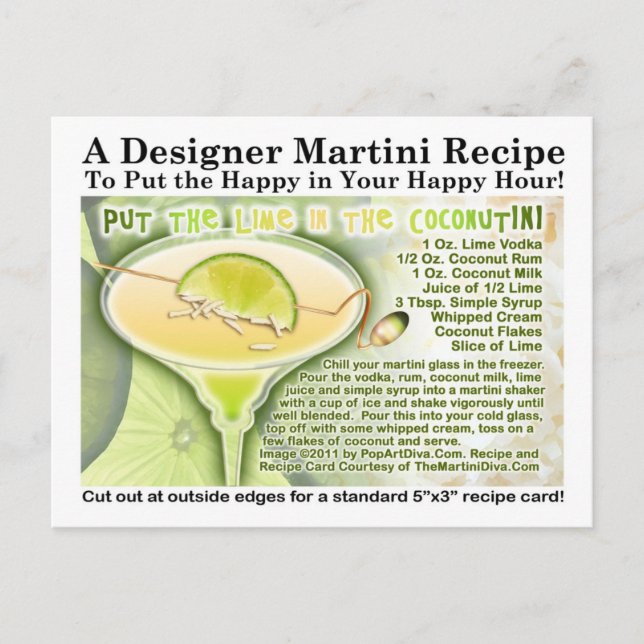 Lime in the Coconut Martini Recipe Postcard (Front)