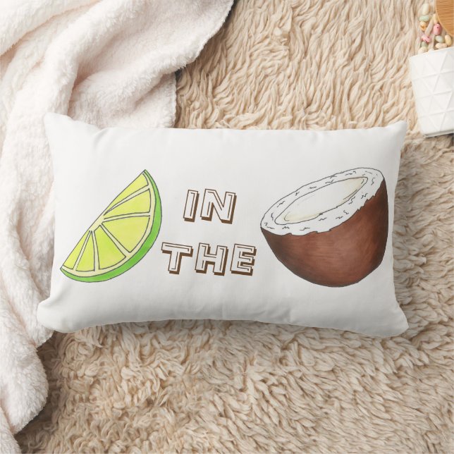 Lime in the Coconut Tropical Island Fruit Foodie Lumbar Pillow (Blanket)