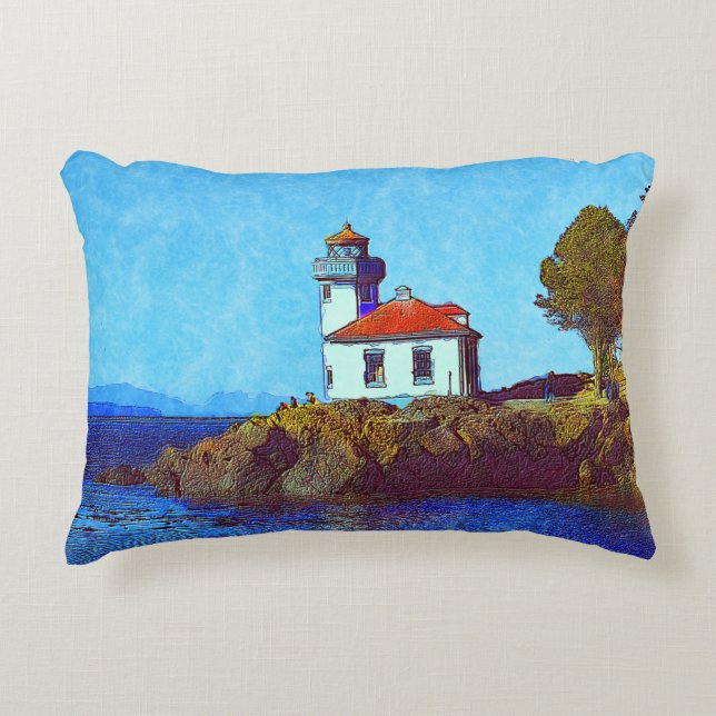 Lime Kiln Lighthouse Friday Harbor Accent Pillow (Front)