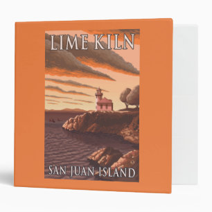 Lime Kiln Lighthouse Vintage Travel Poster 3 Ring Binder