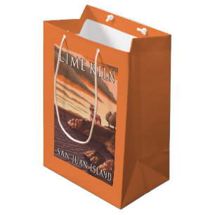 Lime Kiln Lighthouse Vintage Travel Poster Medium Gift Bag