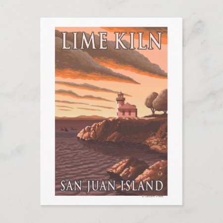 Lime Kiln Lighthouse Vintage Travel Poster Postcard