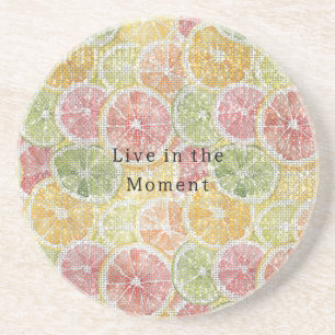 Lime Lemon Orange Grapefruit Fruit Sparkle Coaster