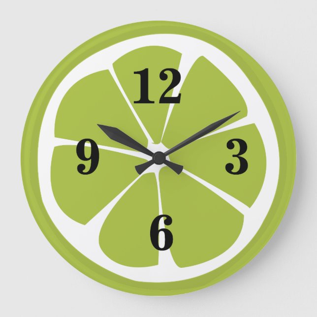 Lime Lemon Slice Green Fruit Kitchen Large Clock (Front)