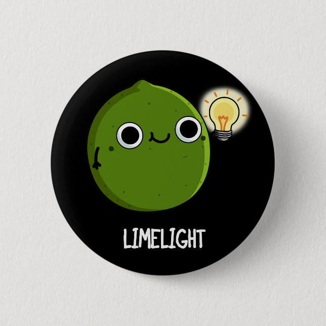 Lime-light Funny Fruit Lime Pun Dark BG Button (Front)