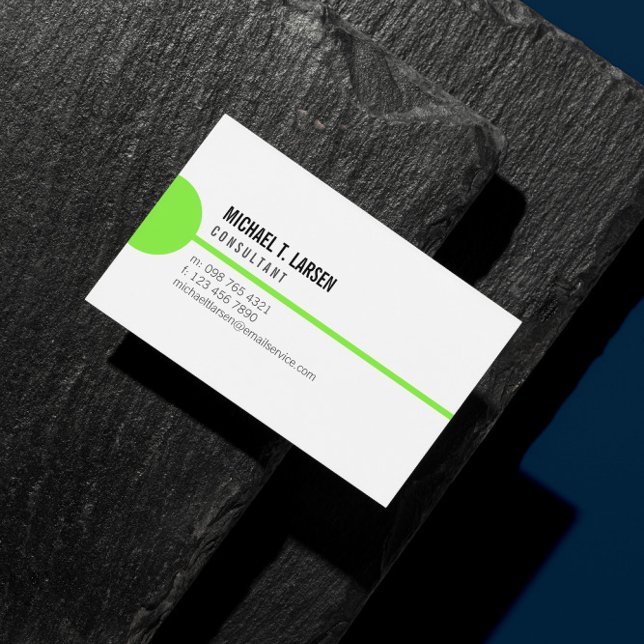 Lime Line White Minimalist Business Card (Creator Uploaded)