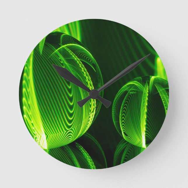 Lime lines in two balls round clock (Front)