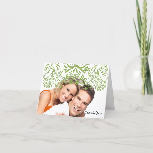 Lime Love Birds Wedding Thank You Note Cards