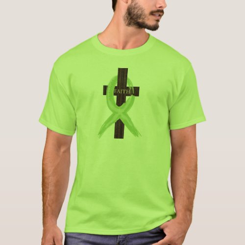 Lime Lymphoma Awareness Ribbon on a Cross T_Shirt
