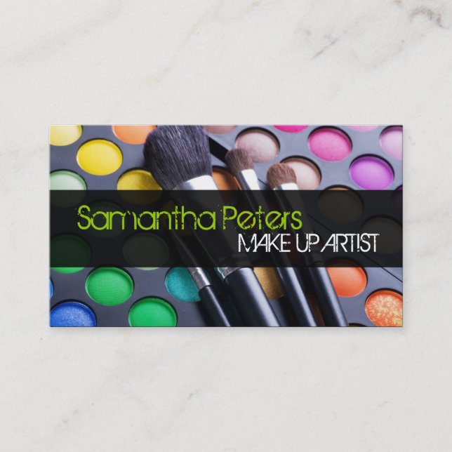 Lime Make Up Artist Palette Brush Business Card (Front)