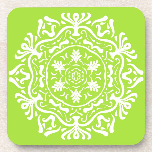 Lime Mandala Drink Coaster (Front)