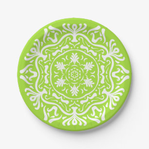 Lime Mandala Paper Plates