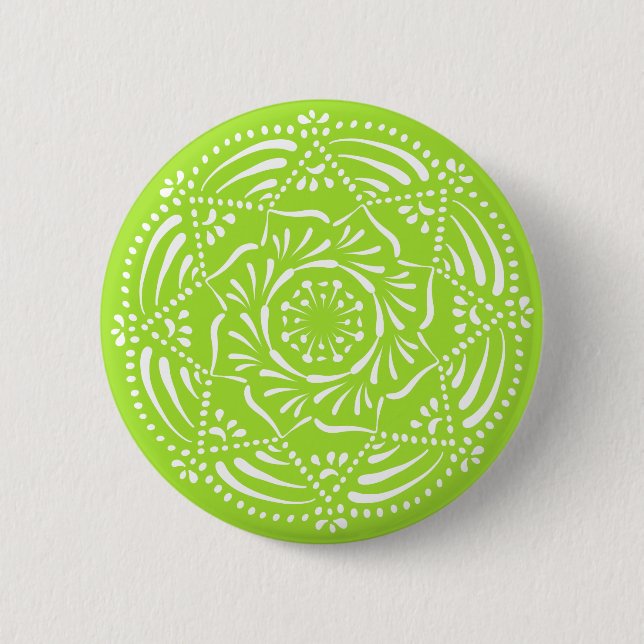 Lime Mandala Pinback Button (Front)