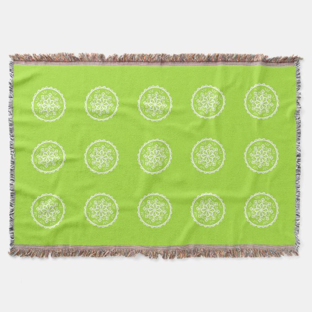 Lime Mandala Throw Blanket (Front)