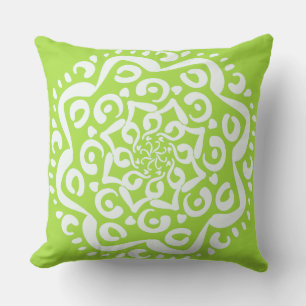 Lime Mandala Throw Pillow