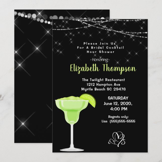 Lime Margarita Bridal Cocktail Shower Invitation (Front/Back)