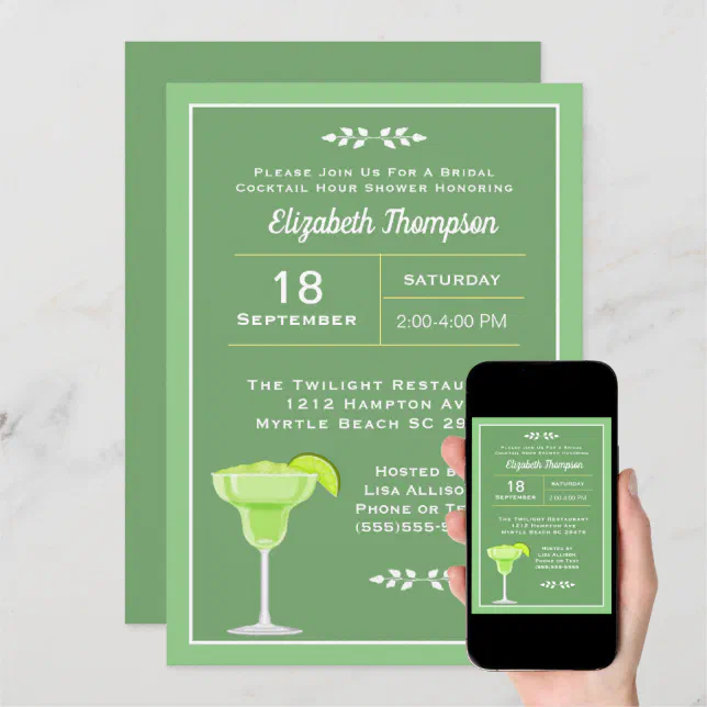 Lime Margarita Bridal Cocktail Shower Invitation Zazzle